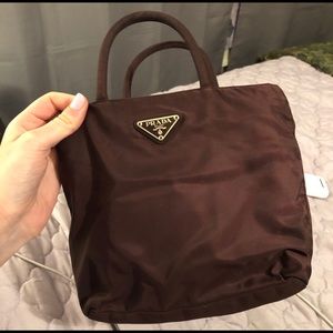 Mini brown Prada nylon bag